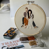 Regalos promocionales para el Día de la Madre, retratos personalizados bordados a mano en algodón, obras de arte familiares y de parejas.