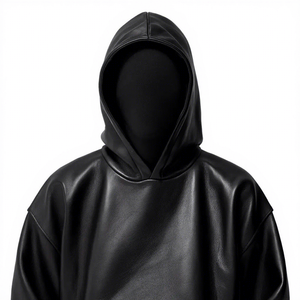 Custom Men's Leather Hoodie <b>Jacket</b> Premium PU Leather Hooded <b>Jacket</b> Casual Streetwear OEM ODM Wholesale Manufacturer - Product Image 3