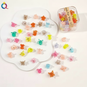 Trending di lusso stile coreano semplice tessuto con perline decorazione per capelli cuore fiocco in resina clip a scatto vendita calda per bambini 5cm all'ingrosso - Product Image 1