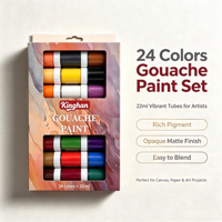 Kit de peinture gouache Kinghan 22 ml, 24 couleurs, couleurs riches, fournitures artistiques pour débutants, création de peinture complète sur toile