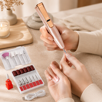 Stylo perceuse à ongles électrique 2-en-1 avec lampe LED, lime à ongles rechargeable pour acrylique, gel, vernis, usage professionnel et domestique
