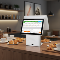 Caisse enregistreuse POS à double écran, processeur Intel, système d'exploitation Windows, garantie 1 an, tout-en-un pour restaurants et supermarchés
