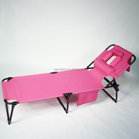 Chaise longue pliante rose pour l'extérieur, pour la plage, le bord de la piscine, le balcon, le patio, fauteuil inclinable portable avec trou pour se prélasser sur le ventre et oreiller