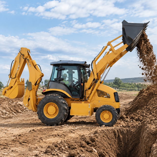 Backhoe Loader Used High Lift for Trenching and Excavation
