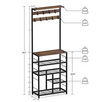 Organisateur de rangement mobile moderne pour bureau à domicile et chambre, meuble d'entrée 5 niveaux avec étagère à chaussures et porte-manteau