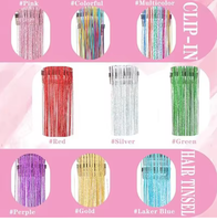 Lot de 12 extensions capillaires à clip scintillantes colorées de 20 pouces, kit d'accessoires capillaires élégants en guirlandes pour femmes, fabriquées en cristal