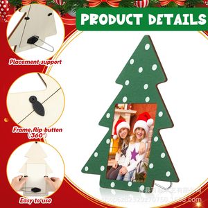 Wooden Christmas Tree Photo <b>Frame</b> 4x6 Vertical Desktop Decoration Home Holiday Gift Display - Product Image 2