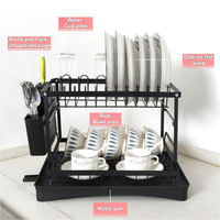 Venta al por mayor directa de fábrica: Escurridor de platos de 2 niveles con bandeja de drenaje para encimera de cocina, OEM/ODM para almacenamiento en cocina