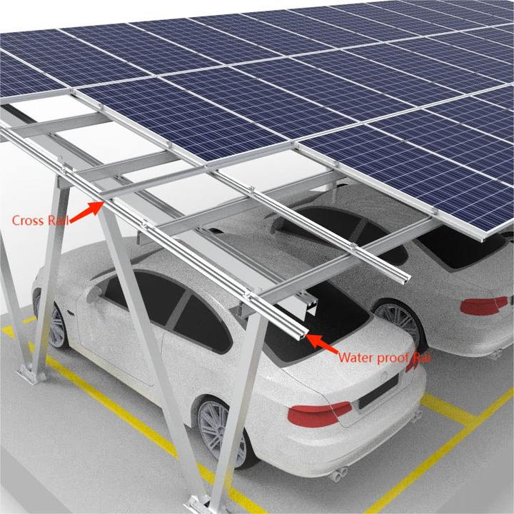 10KW Lightweight Aluminum Solar Carport System - BIPV Mounting