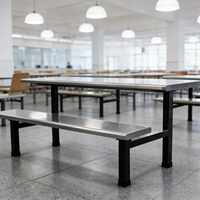 Meubles scolaires en acier inoxydable confortables, écologiques, durables et ignifuges, ensembles de tables et chaises de cafétéria personnalisables, bancs