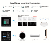2026 Kooyii Interrupteur intelligent multifonction 3/4 voies avec écran tactile, contrôle à distance Wi-Fi, 240V