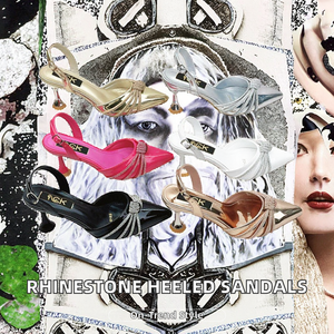 Sandales à talons hauts sexy et polyvalentes pour femmes, nouvelle collection été, avec strass, bride en T, bout pointu, style minimaliste et tendance, pointures 37-42 - Product Image 2