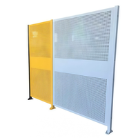 Système de barrières modulaires en acier perforé jaune pour la sécurité des usines, la protection des machines et la gestion du trafic piétonnier