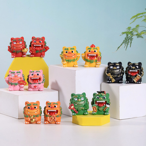 Set di 2 Statuette in Resina di <span class=keywords><strong>Leoni</strong></span> Portafortuna in Miniatura, Pronte per la Spedizione, Decorazione Feng Shui per Casa e Scrivania, Regalo Portafortuna - Product Image 5
