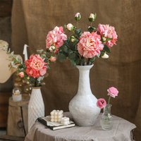 Bunga Sutra Peony 3D Custom dengan Tepi Terbakar, Bunga Artifisial Realistis Lembut untuk Dekorasi Rumah, Pernikahan, Hari Valentine & Hari Ibu