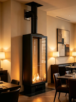 Cheminée murale au gaz - Design moderne en acier pour hôtels et villas, décoration intérieure confortable avec garantie de 5 ans