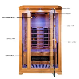 Prezzo di fabbrica 2 persone in legno per interni low EMF sauna a infrarossi lontani in vendita