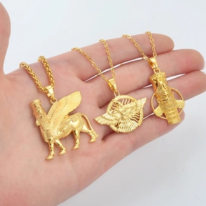 Colliers pendentifs Ashur pour femmes et hommes Lama, Lamma, <span class=keywords><strong>Taureau</strong></span> ailé Lamassu est une divinité protectrice assyrienne Bijoux <span class=keywords><strong>2023</strong></span> - Product Image 4