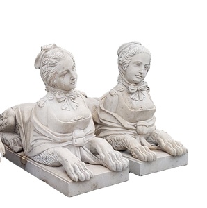 Estatua de <span class=keywords><strong>Esfinge</strong></span> <span class=keywords><strong>Egipcia</strong></span> Tallada a Mano en Mármol Blanco de Tamaño Real para Jardín y Villa Moderna - Product Image 4