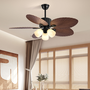 HSG 645D luce ventilatore da soffitto 42-52 pollici stile tropicale foglia di palma lame a filo motore a corrente alternata corpo lampada in ferro per Patio mare - Product Image 3