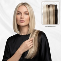Extensions de cheveux humains 100% naturels Leshine, invisibles, nouées à la main, cheveux vierges russes teints, double épaisseur, pointes épaisses, colorées