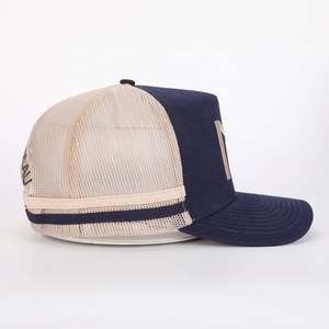 Venta al por mayor de encargo de alta calidad BSCI diseño de fábrica bordado 5 paneles papá sombrero tejido parche clásico para hombre gorra de camionero Gorras de algodón - Product Image 4