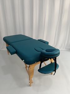 Mesa de Masaje Plegable Portátil Color Verde Azulado, Personalizable OEM, con Marco de Madera Ajustable y Accesorios Gratuitos - Product Image 4