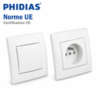 Prise murale standard UE 86x86mm, interrupteur simple pôle 16A, étanche, panneau en laiton PC, CE ISO, garantie 2 ans, 250V pour la maison et le bureau