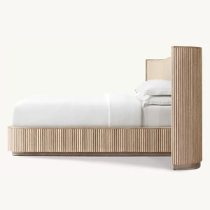 Byron Luxe Houten Kingsize Bedframe Verlengde Gestoffeerde Stof Oversized Hoofdeinde Amerikaanse Herenhuis Stijl Slaapkamermeubilair - Product Image 6