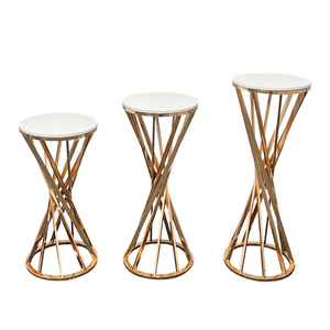 Ensemble de supports à gâteaux géométriques dorés modernes et professionnels en métal <span class=keywords><strong>pour</strong></span> mariage, fête, décoration intérieure/extérieure - Product Image 2