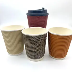 8OZ- Custom Printing Corrugated Paper Cup Coffee Mug With Lid
