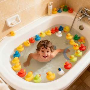 Custom Promotion Cute Bath Toy Animal 8-15 cm Blue Bulk Float Pink Rubber Doctor Security Guard <b>Small</b> Colorful Vinyl Bath Duck - Product Image 6