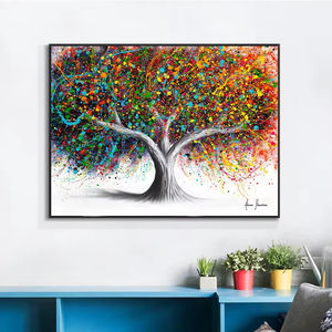 Hand-Painted Colorful Modern Landscape Painting Abstract Tree Wall Art for Home Decor Living Room or <b>Gallery</b> - Product Image 3