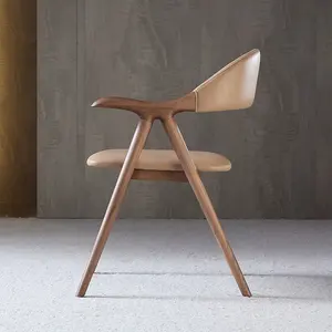 Italian minimalist dining chair wabi-Sabi modern solid wood dining chair ash wood Nordic backrest armchair new