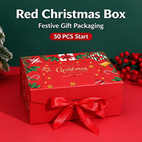 Boîte cadeau de Noël en carton rigide pliable, matériaux recyclés, écologique, avec nœud en soie pour mariage