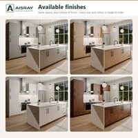 Meuble de cuisine sur mesure avec îlot, portes contemporaines en stratifié et tiroirs à fermeture amortie, structure en panneaux de particules