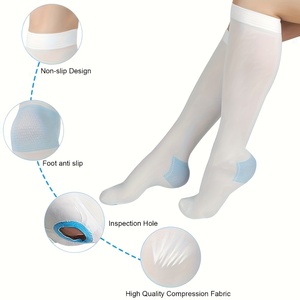 Factory White Graduado Anti Embolismo 15-20 mmHg Rodilla Muslo <span class=keywords><strong>Medias</strong></span> de alta compresión Calcetines <span class=keywords><strong>con</strong></span> orificio de inspección - Product Image 3