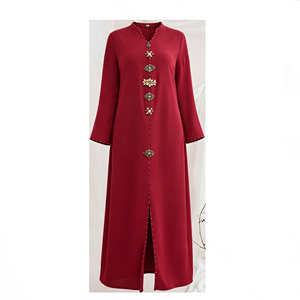 LEDUO <b>Eid</b> Ramadan Casual Modest Style Hooded Beaded <b>Long</b> Sleeve Maxi Dubai Muslim Abaya <b>Dress</b> - Product Image 1