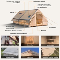 Tente de camping gonflable de 12 m² pour 6 à 8 personnes, tissu Oxford 420D haute résistance, installation rapide, autoportante, colonne d'air, glamping
