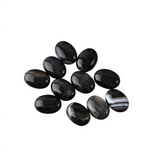 Cabujón Ovalado de Ágata Negra con Reverso Liso de 0.1cm para Joyería, de Jade Gems Co. - Product Image 1