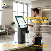 Kiosque d'enregistrement et de paiement pour patients hospitalisés avec carte QR et paiement par chèque