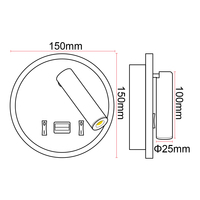 Lampe murale décorative moderne et simple à LED pour lecture au chevet, avec interrupteurs marche/arrêt, chargement USB, pour chambre d'hôtel, IP44, acier et plastique