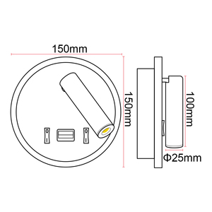 Hiện đại đơn giản <span class=keywords><strong>LED</strong></span> cạnh giường ngủ đọc ánh sáng ON-OFF phím USB sạc trang trí đèn tường cho khách sạn phòng ngủ IP44 thép nhựa - Product Image 2