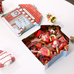 YW-502 Decorazioni per la Vigilia di Natale, Scatola di Latta a Forma di Casa Vuota per Regali, Caramelle, Biscotti, Cioccolato - Product Image 4