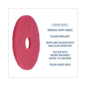 Boardwalk BWK4014RED 14 pouces. Pads de ponçage et de polissage pour béton, couleur rouge, taille 5 pouces, pour application sur béton, 5 par carton - Product Image 6