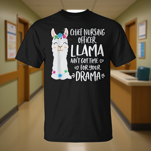 Camiseta Chief Nursing Officer Llama Drama Alpaca, color negro, para adultos, unisex - Product Image 3