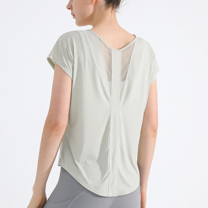 Aoyema Custom Women Breathable Short Sleeve Loose Gym Workout Top Casual Tee-shirt Sport Pour Femme Mesh Sports Gym Yoga Tees