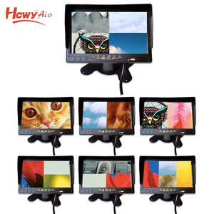 DC12-24V 7 inch hiển thị xe <span class=keywords><strong>TFT</strong></span> <span class=keywords><strong>LCD</strong></span> màu 4CH xe Quad màn hình với u-đứng cho xe tải xe buýt trường học máy ảnh tùy chọn - Product Image 5