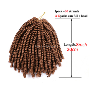 Vente en gros 8 "Bomb Spring Twist Crochet Tresses Synthétique Crochet Extension de cheveux pour les femmes noires - Product Image 4
