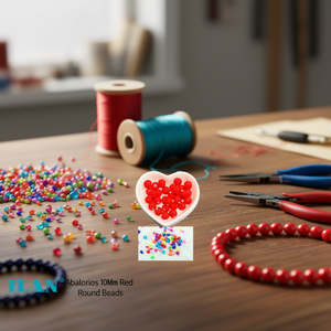 ILAN Abalorios Perline rotonde rosse da 10 mm per la creazione di gioielli - Product Image 3